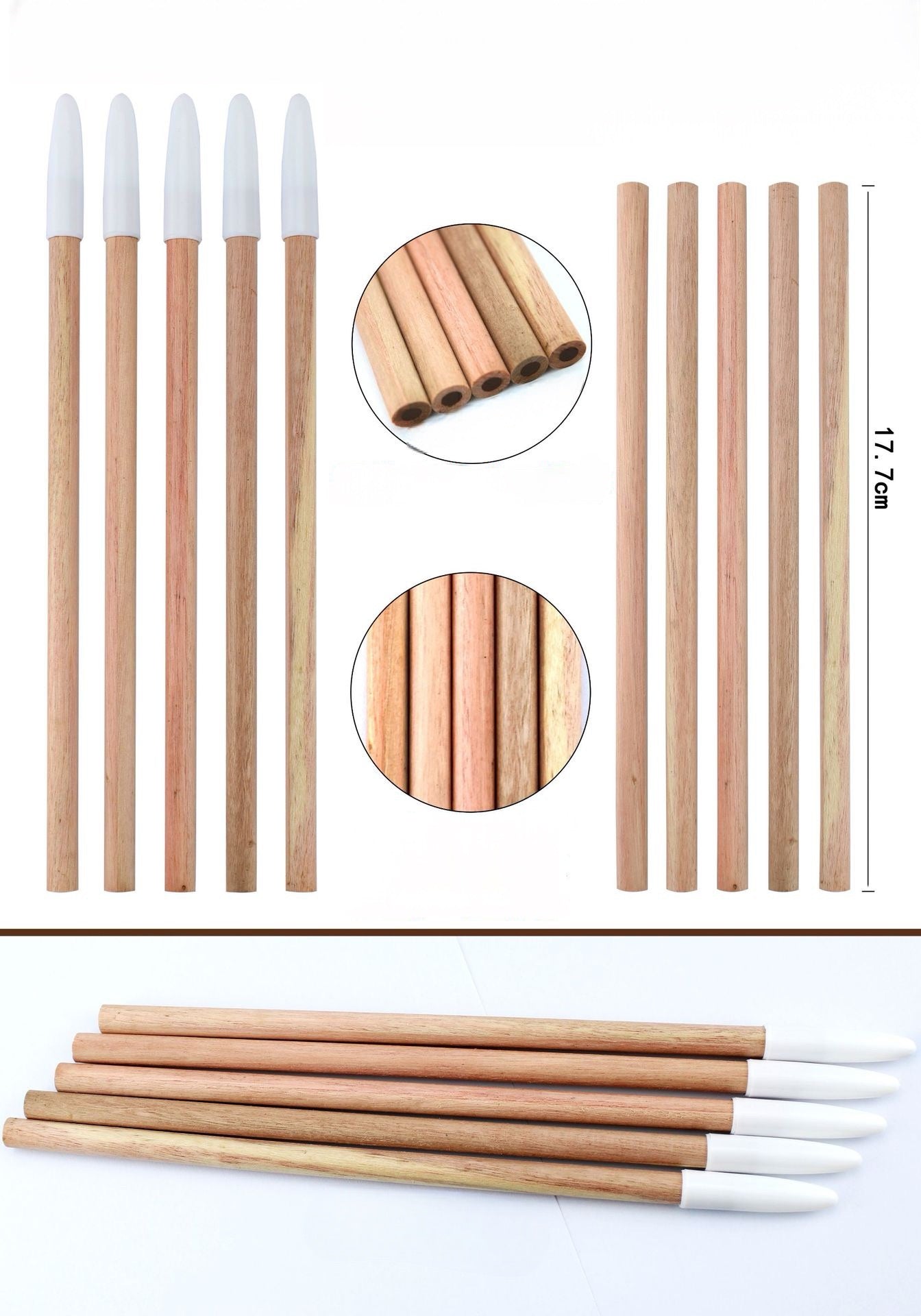 Black Color Flat & Round Refills Hairstroke Eyebrow Pencil (12PCS)