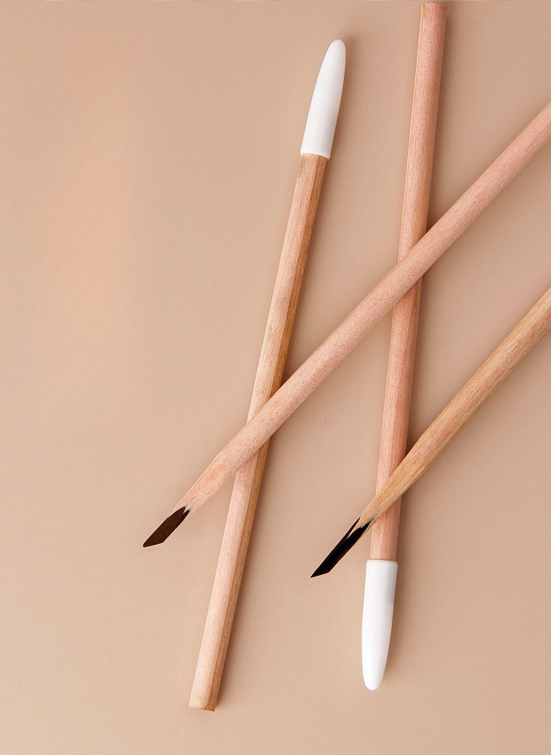 Black Color Flat & Round Refills Hairstroke Eyebrow Pencil (12PCS)