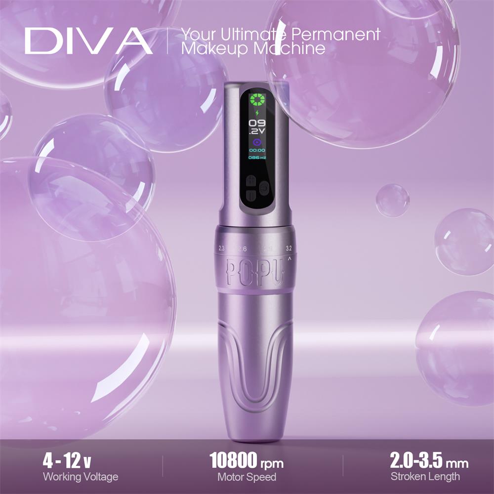 💜POPU DIVA Adjustable Stroke Wireless PMU Pen Machine - Free Shipping