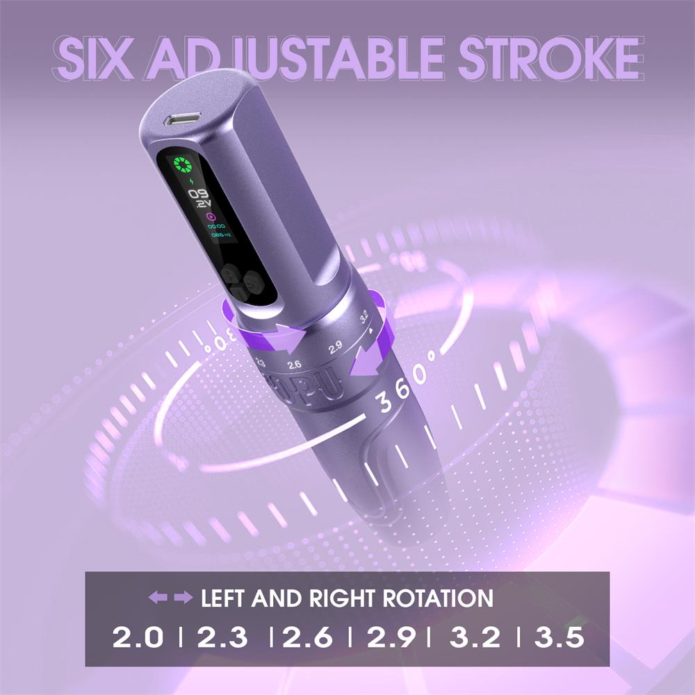 💜POPU DIVA Adjustable Stroke Wireless PMU Pen Machine - Free Shipping