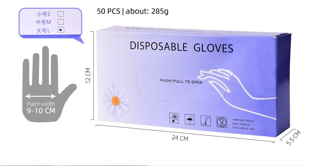Disposable PVC Gloves for PMU & Beauty Use | 50PCS Transparent Hygiene Gloves