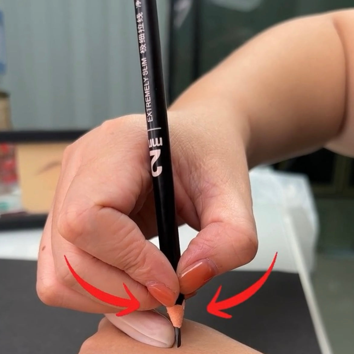 Black Color Permanent Makeup Microblading Hairstroke 2mm Extremely Slim Eyebrow Pencil