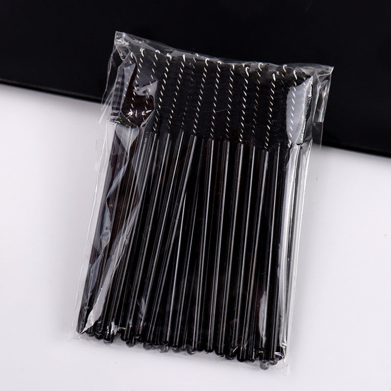 Doppelt verwendbare schwarze Spiralbürste für Augenbrauen und Wimpern