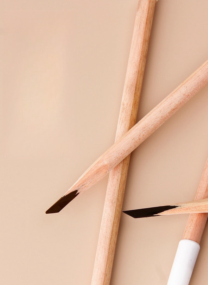 Black Color Flat & Round Refills Hairstroke Eyebrow Pencil (12PCS)