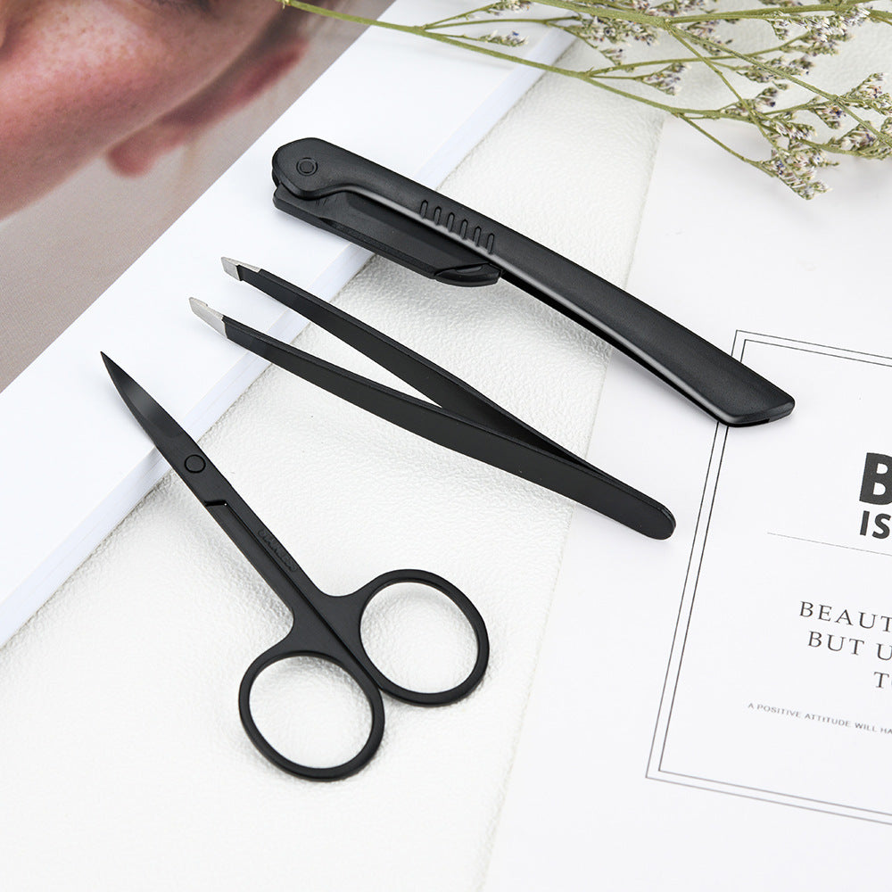 3-in-1 Stainless Steel Eyebrow Grooming Kit – Precision Tweezers, Scissors & Razor for Perfect Brows