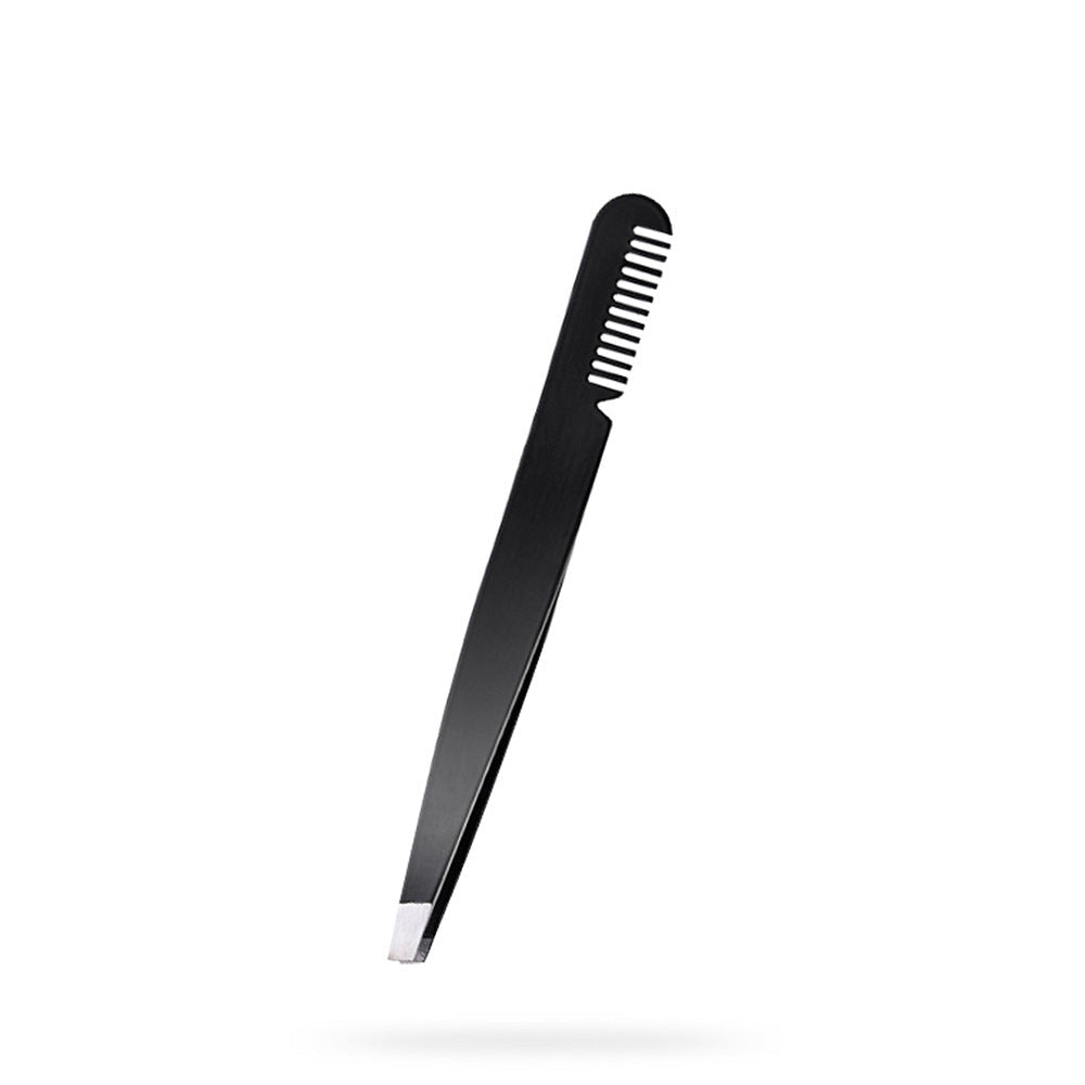 2-in-1 Stainless Steel Eyebrow Tweezers with Comb – Precision Grooming Tool for Eyebrows & Facial Hair