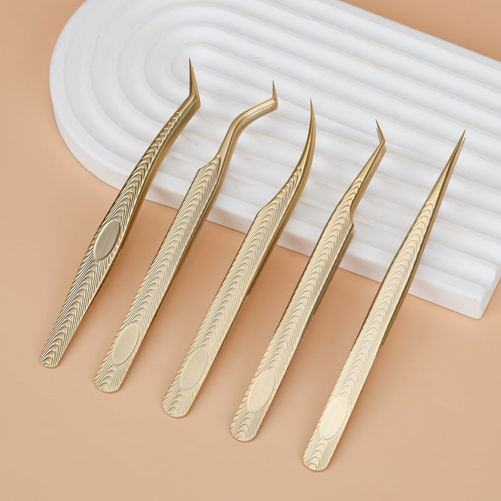 Premium Gold Precision Wimpernverlängerungspinzette – 5 spezielle Designs für professionelle Wimpernstylisten