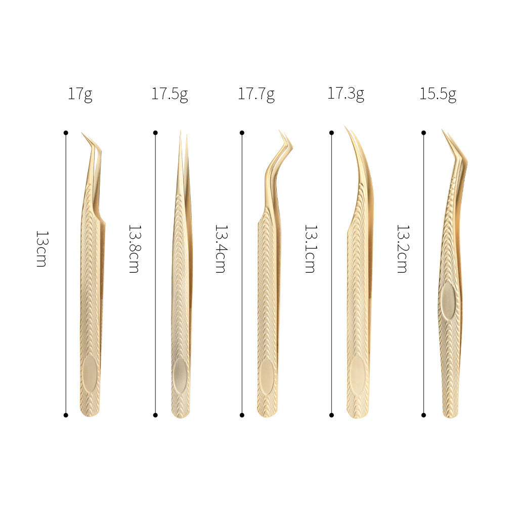Premium Gold Precision Wimpernverlängerungspinzette – 5 spezielle Designs für professionelle Wimpernstylisten