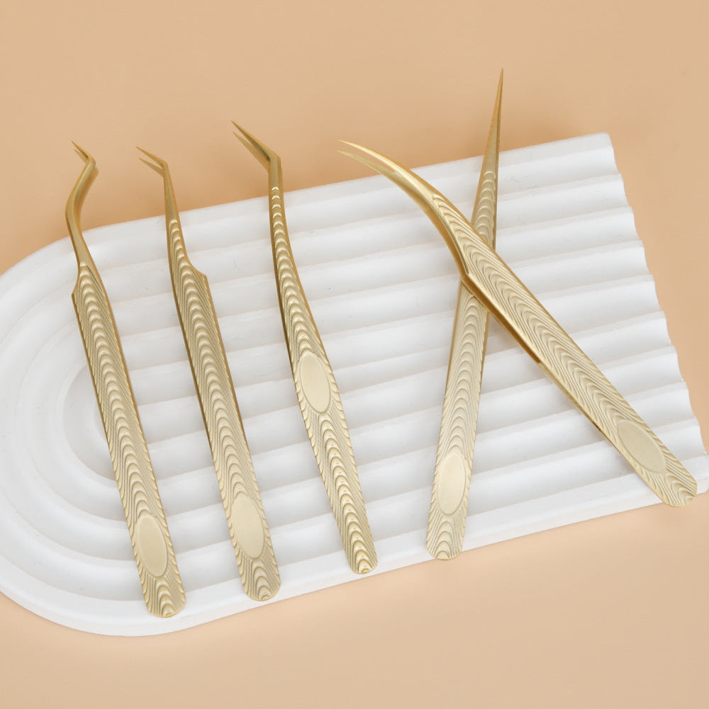 Premium Gold Precision Wimpernverlängerungspinzette – 5 spezielle Designs für professionelle Wimpernstylisten
