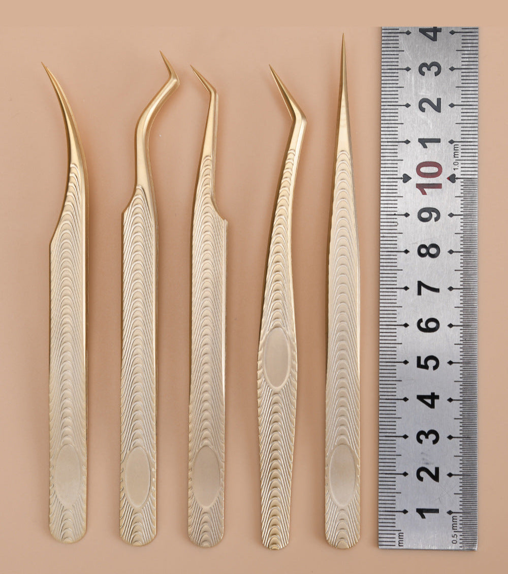 Premium Gold Precision Wimpernverlängerungspinzette – 5 spezielle Designs für professionelle Wimpernstylisten