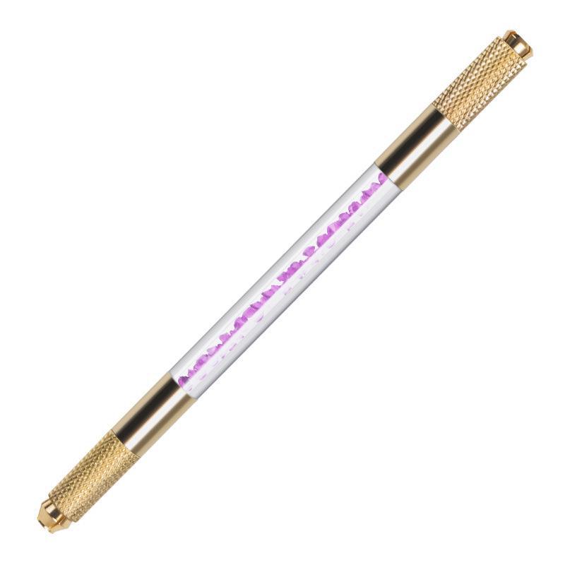 Golden Dual-Head Crystal Microblading Pen with Rhinestone Design – 10 Pieces