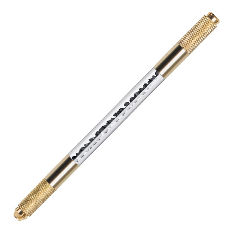 Golden Dual-Head Crystal Microblading Pen with Rhinestone Design – 10 Pieces