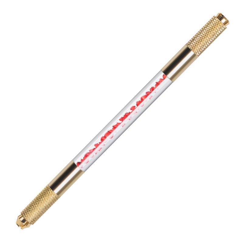 Golden Dual-Head Crystal Microblading Pen with Rhinestone Design – 10 Pieces