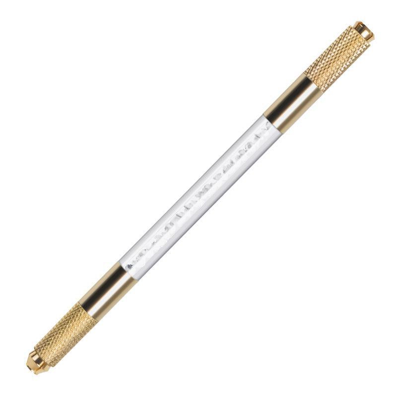 Golden Dual-Head Crystal Microblading Pen with Rhinestone Design – 10 Pieces