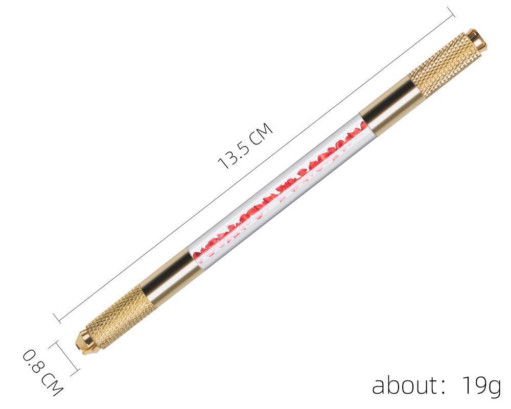 Golden Dual-Head Crystal Microblading Pen with Rhinestone Design – 10 Pieces