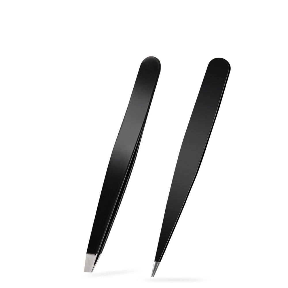 Precision Stainless Steel Slanted Tweezers for Eyebrows & Grooming