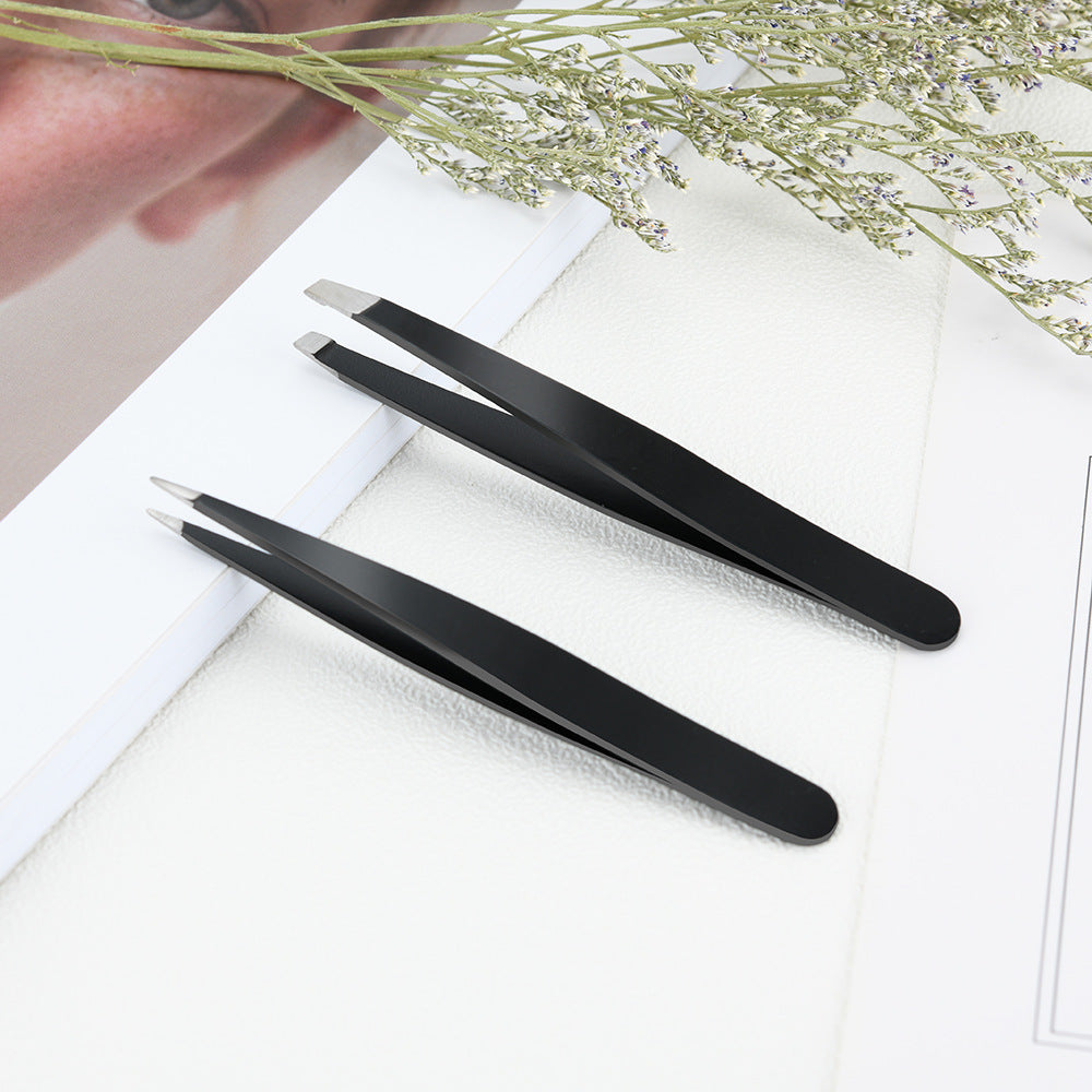 Precision Stainless Steel Slanted Tweezers for Eyebrows & Grooming