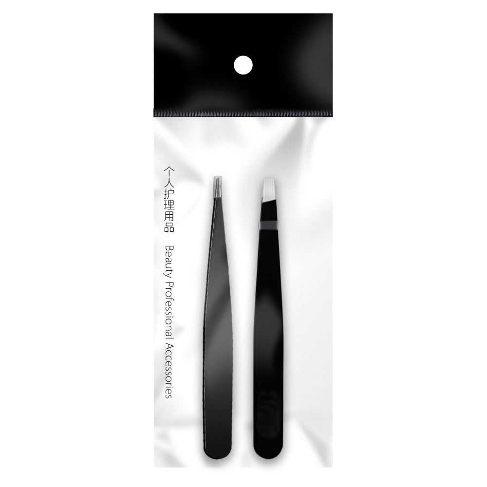Precision Stainless Steel Slanted Tweezers for Eyebrows & Grooming
