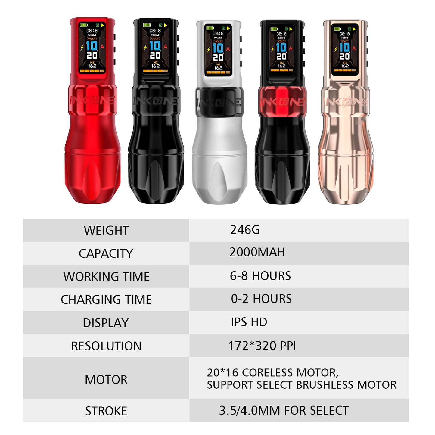 INKONE ARMOR Wireless Tattoo Machine with Full-Screen Display - Free Shipping