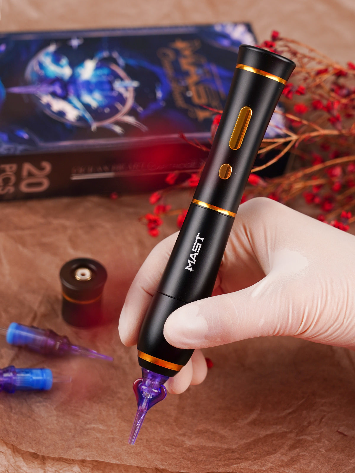 Mast P40 Tattoo-Set, kabellose PMU-Maschine, professionelles Bundle, Ocean Heart – kostenloser Versand