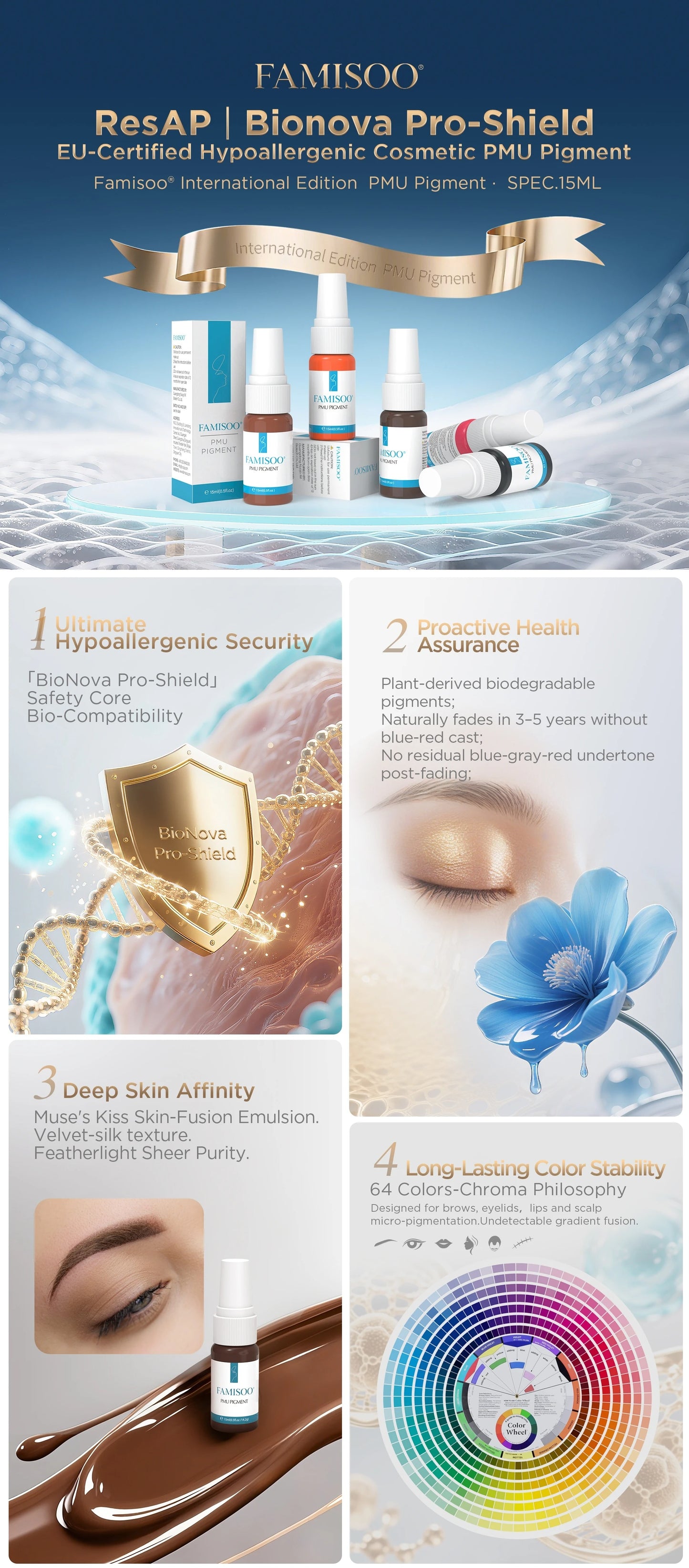 Famisoo® 6PCS 15ML Permanent Makeup Lip Pigment Set