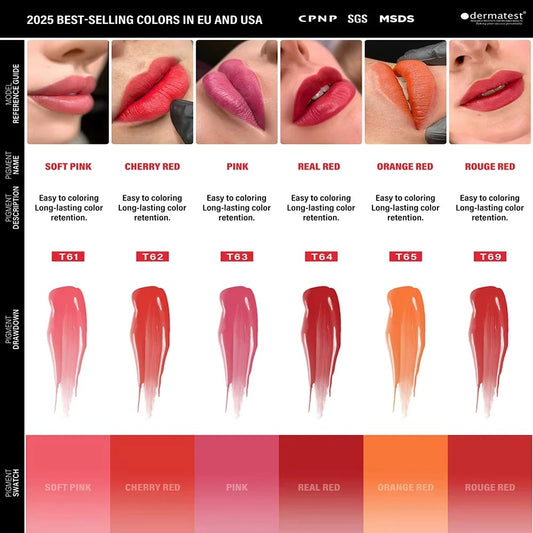 Famisoo® 6PCS 15ML Permanent Makeup Lip Pigment Set