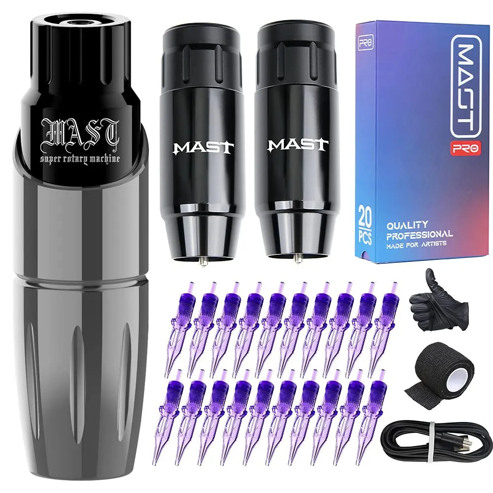 Mast Tour Rotary Tattoo Machine Pen Wireless Advanced Bundle - Free Shipping