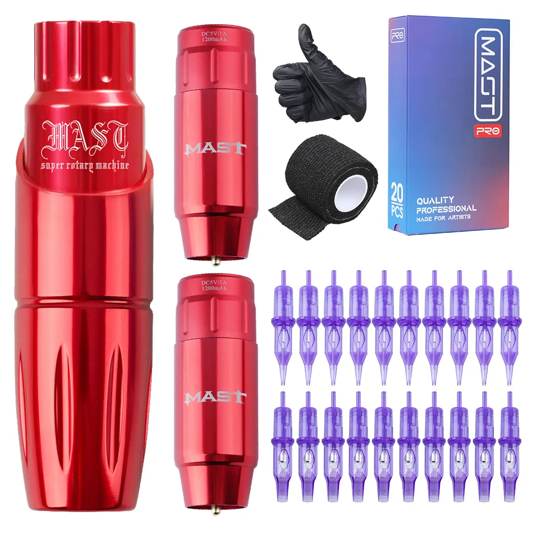Mast Tour Rotary Tattoo Machine Pen Wireless Advanced Bundle - Free Shipping