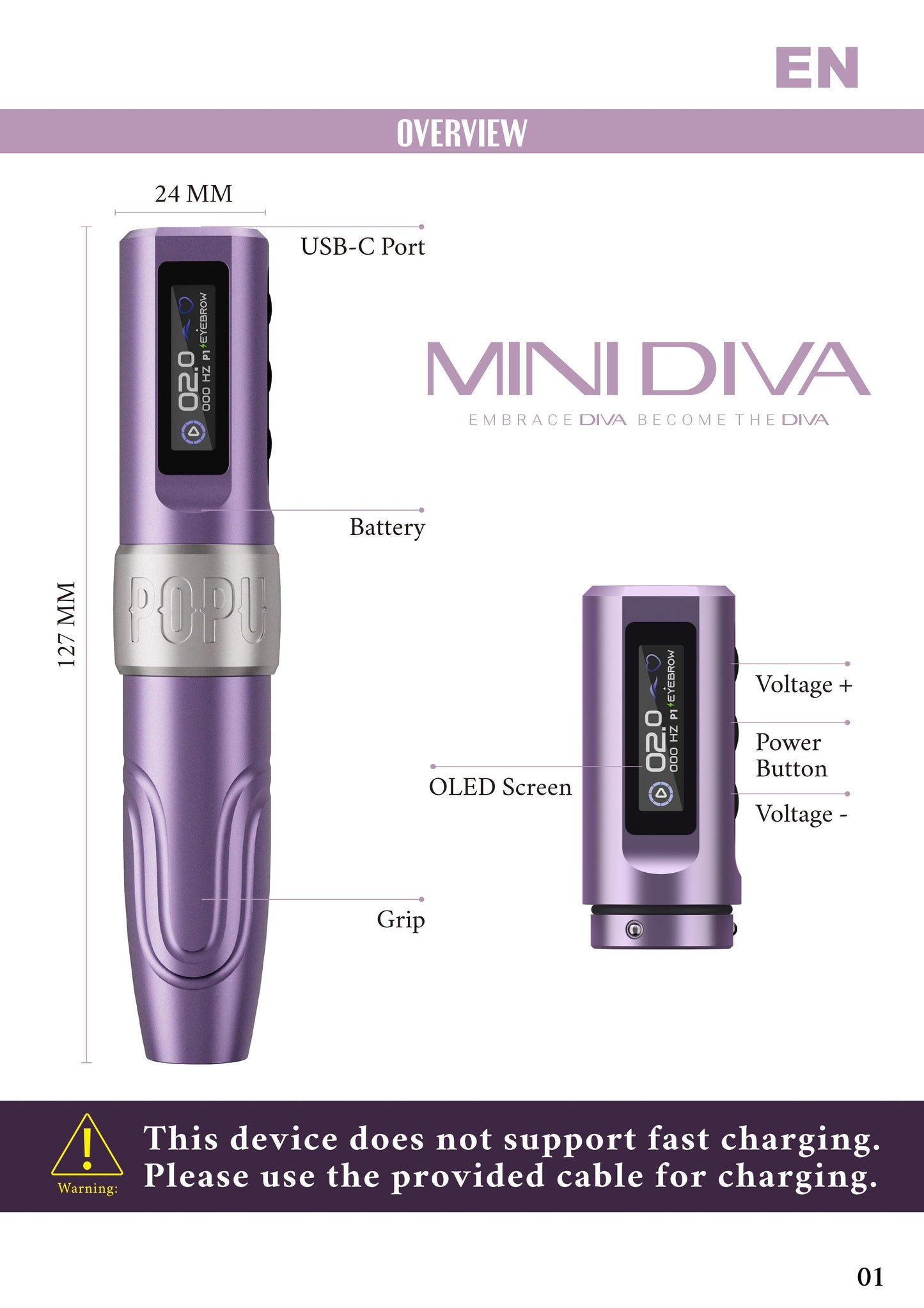 💜POPU MINI DIVA 2V Start-Up Wireless PMU Machine – 3.0mm Stroke - Free Shipping