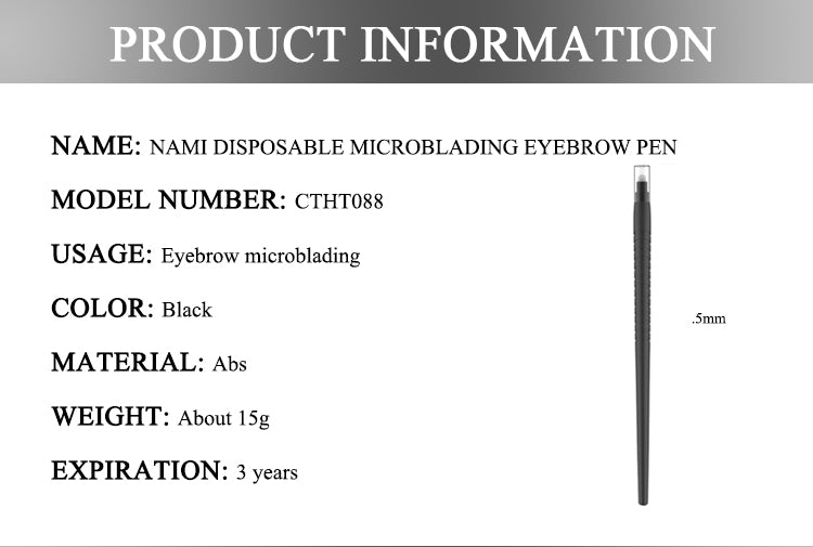 Nami Matte Black Disposable Microblading Pen – 18U / 0.16mm