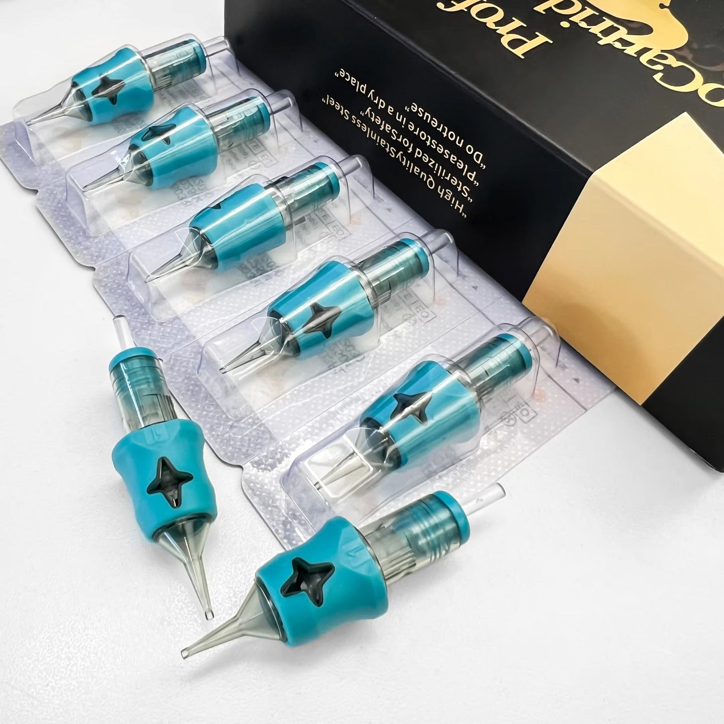Neccih Quad Star Tattoo Needle Cartridge – Blue Silicone Grip