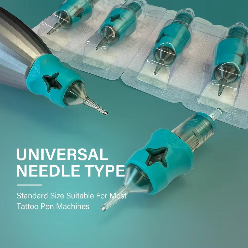 Neccih Quad Star Tattoo Needle Cartridge – Blue Silicone Grip