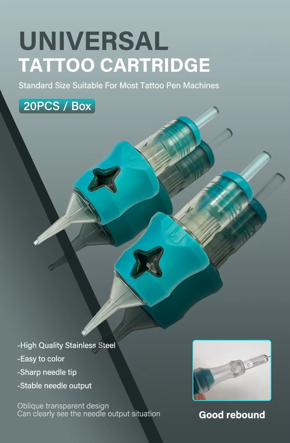 Neccih Quad Star Tattoo Needle Cartridge – Blue Silicone Grip