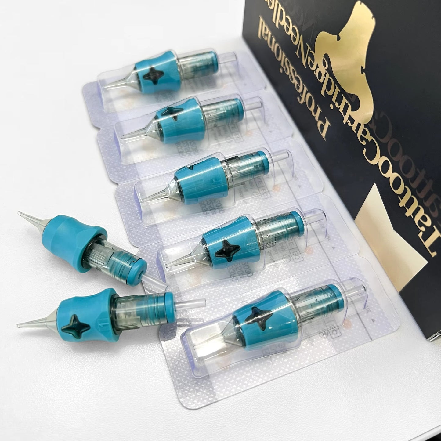 Neccih Quad Star Tattoo Needle Cartridge – Blue Silicone Grip
