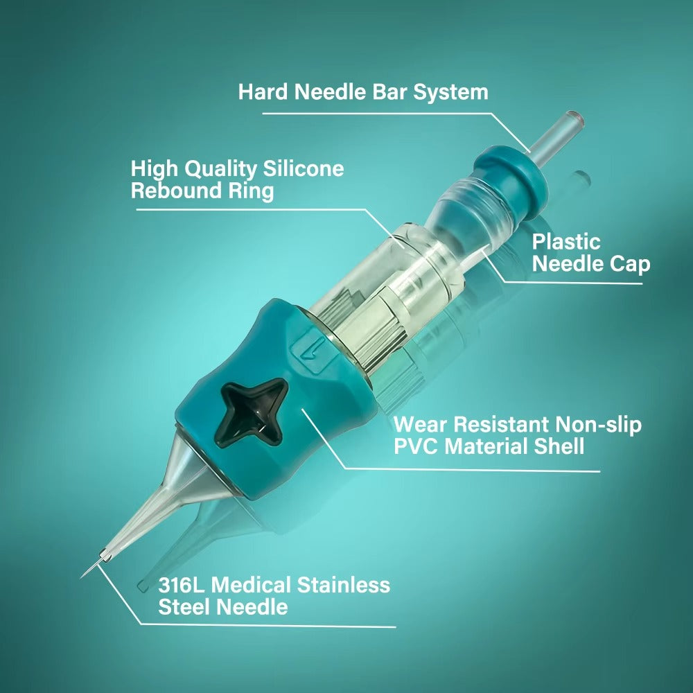 Neccih Quad Star Tattoo Needle Cartridge – Blue Silicone Grip