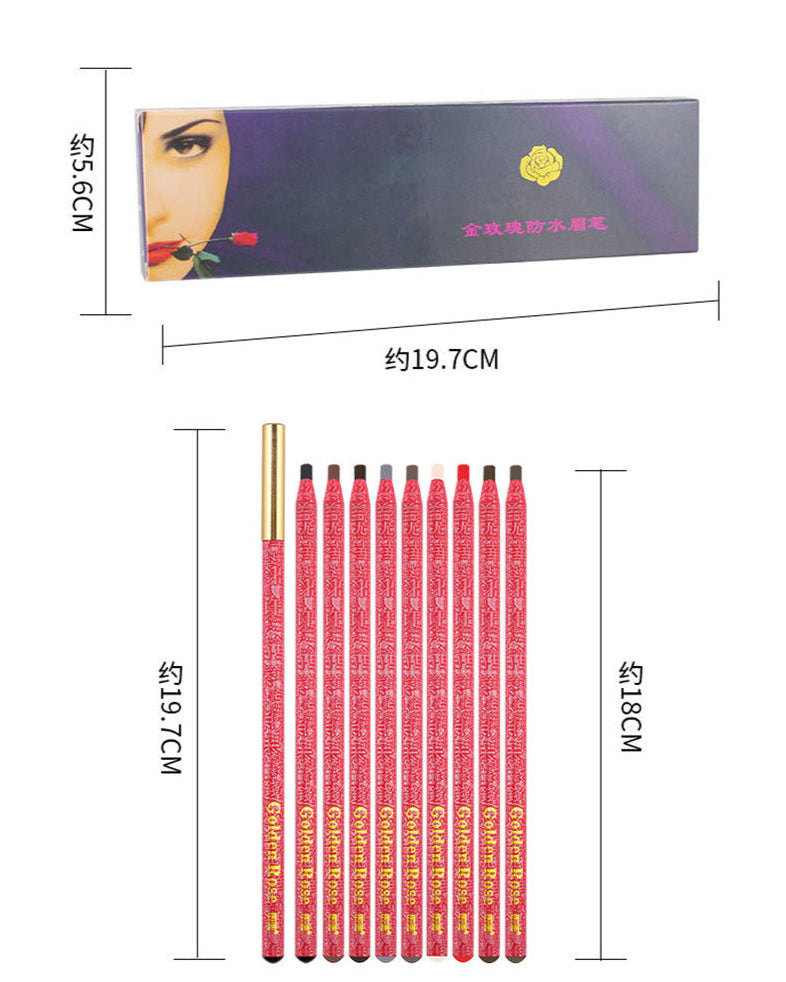 Golden Rose Waterproof Hard-Core Brow Pencil – Professional PMU & Makeup Tool - 12PCS/BOX