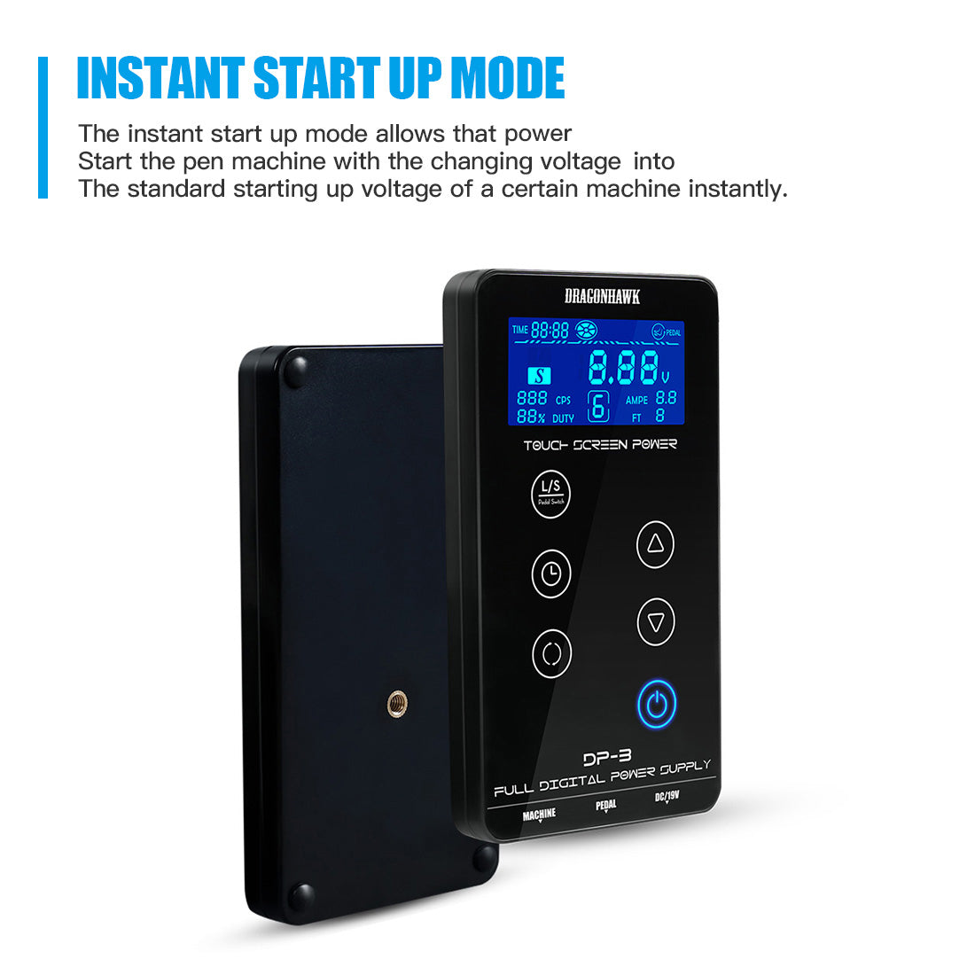 DragonHawk Mast Touch Screen Digital LCD Tattoo Power Supply