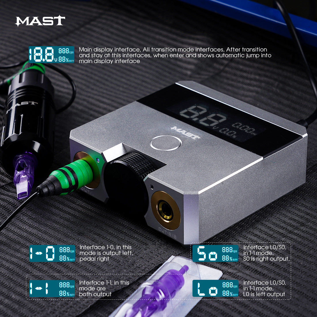 Mast Skate Dual Mode PMU Tattoo Power Supply with Start-Up Function