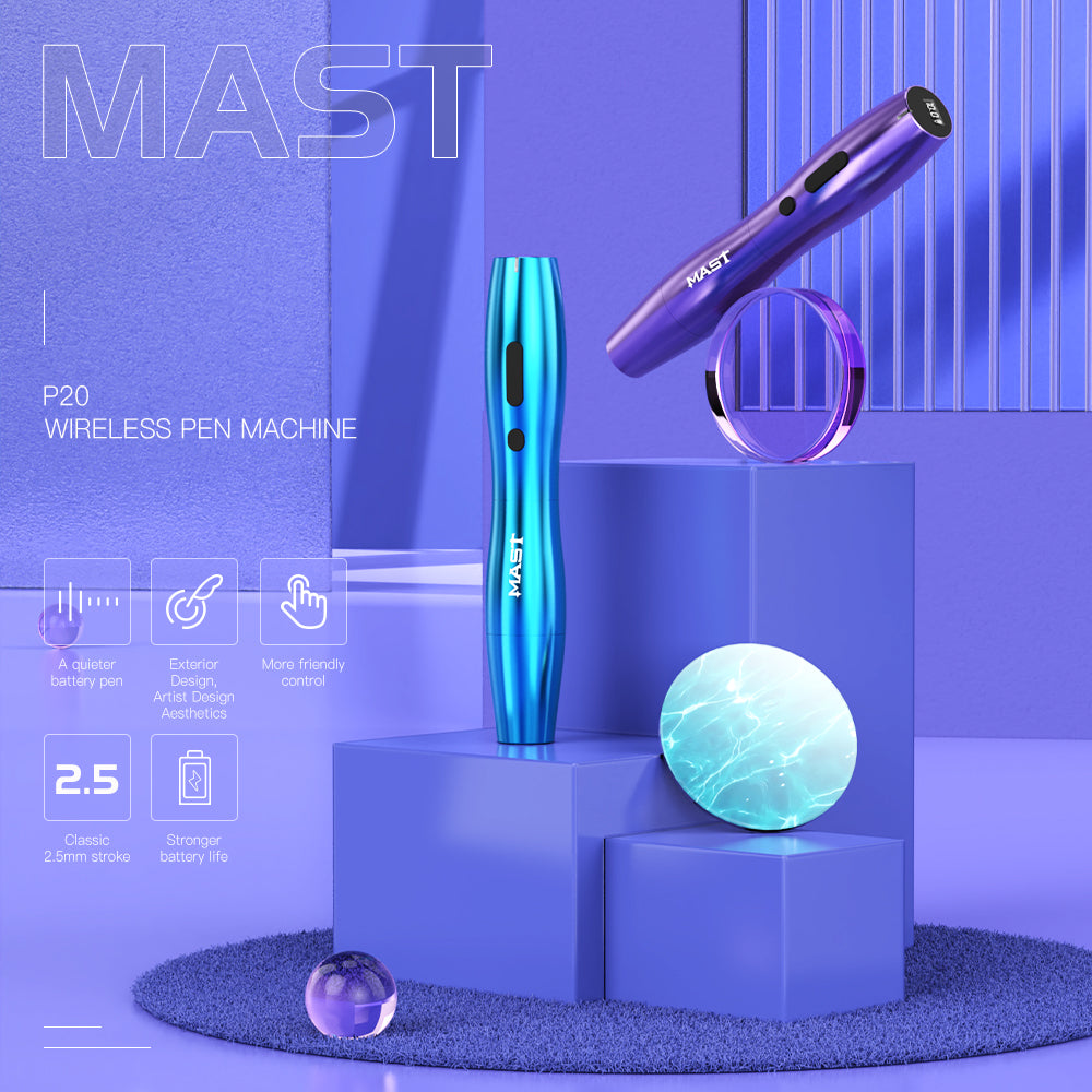 Mast P20 Kabelloses Tattoomaschinen-Set, professionelles Bundle mit Tinte