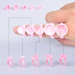 Pink PMU Pigment Ring Cups – Divided & Non-Divided Finger Ink Cups