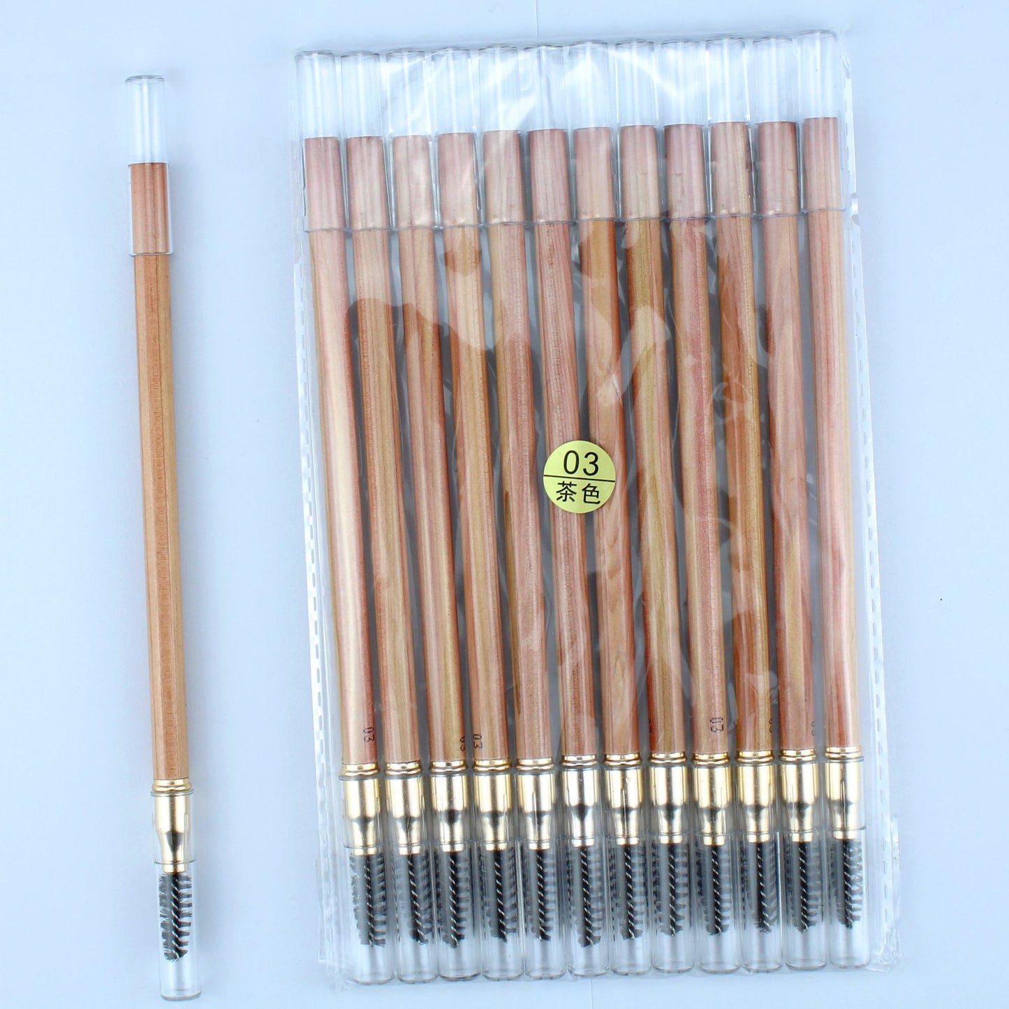 Premium Wooden Dual-Head Brow Pencil with Spoolie – Hard Core Chisel Tip for Precise PMU & Microblading Design