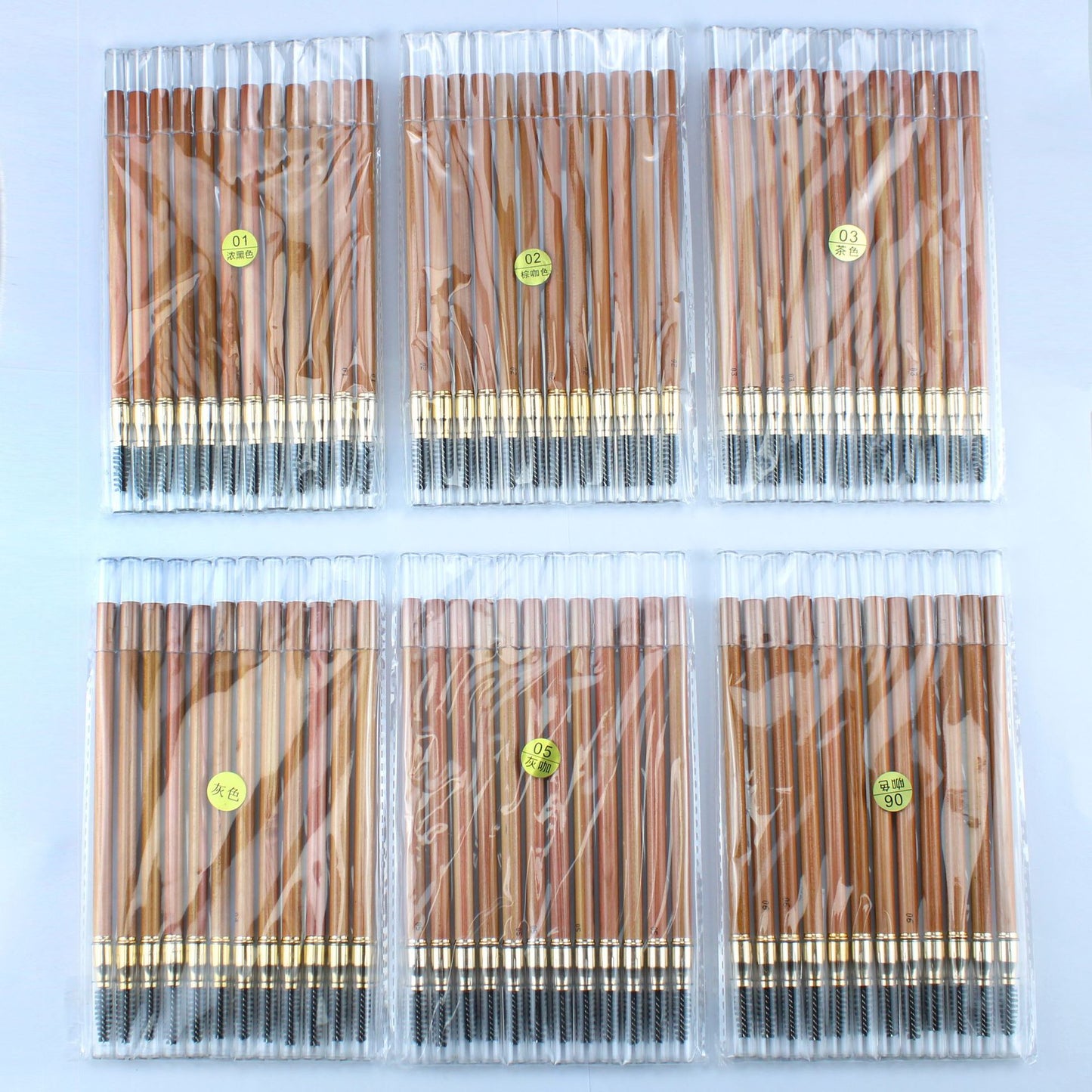 Premium Wooden Dual-Head Brow Pencil with Spoolie – Hard Core Chisel Tip for Precise PMU & Microblading Design