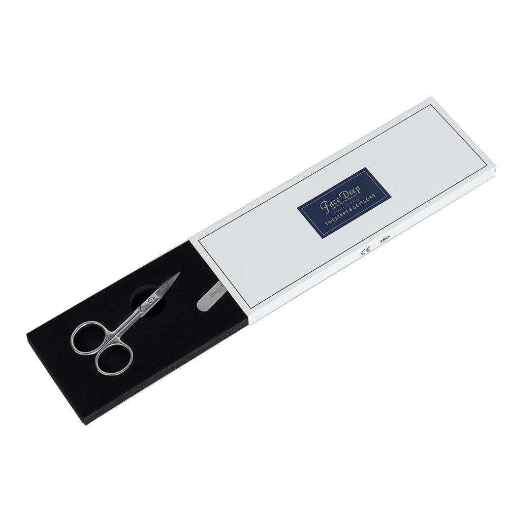 Professional Stainless Steel Grooming Set – Slant Tweezers & Precision Scissors