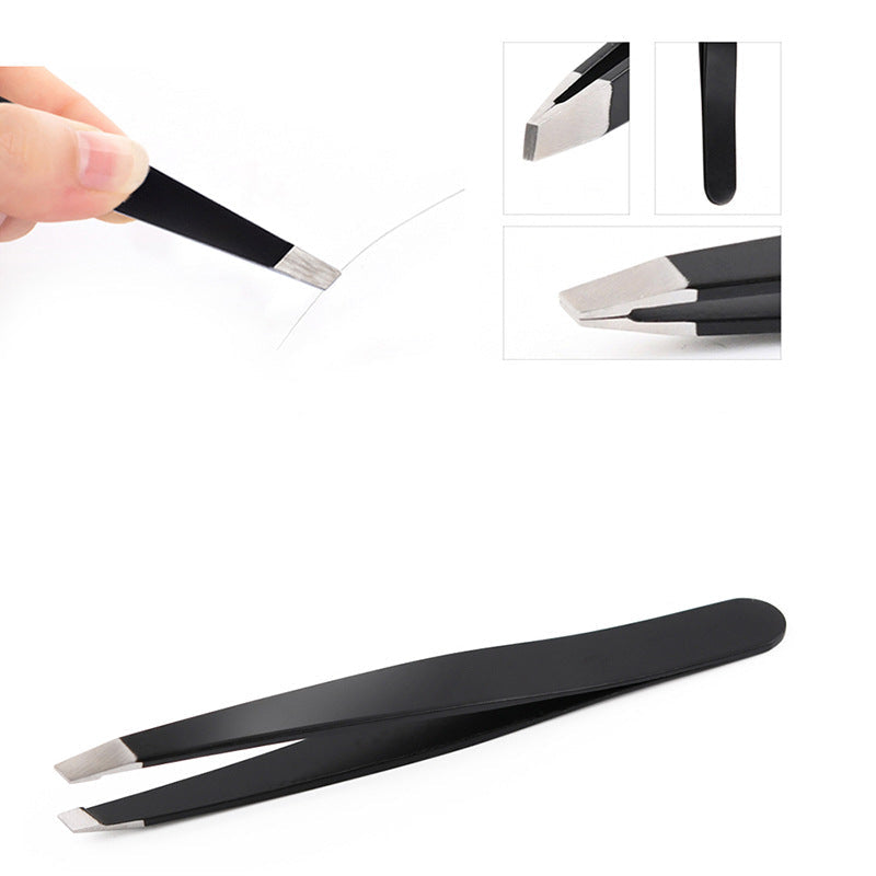 Precision Stainless Steel Slanted Tweezers for Eyebrows & Grooming