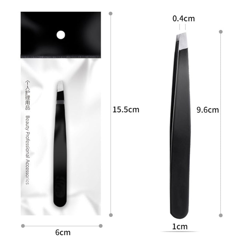 Precision Stainless Steel Slanted Tweezers for Eyebrows & Grooming