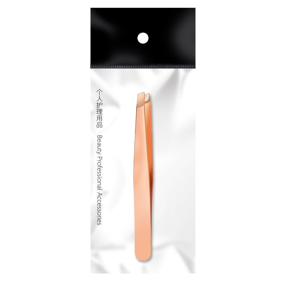 Precision Stainless Steel Slanted Tweezers for Eyebrows & Grooming