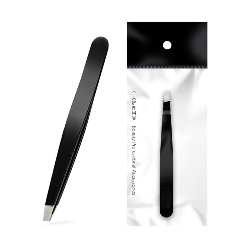 Precision Stainless Steel Slanted Tweezers for Eyebrows & Grooming