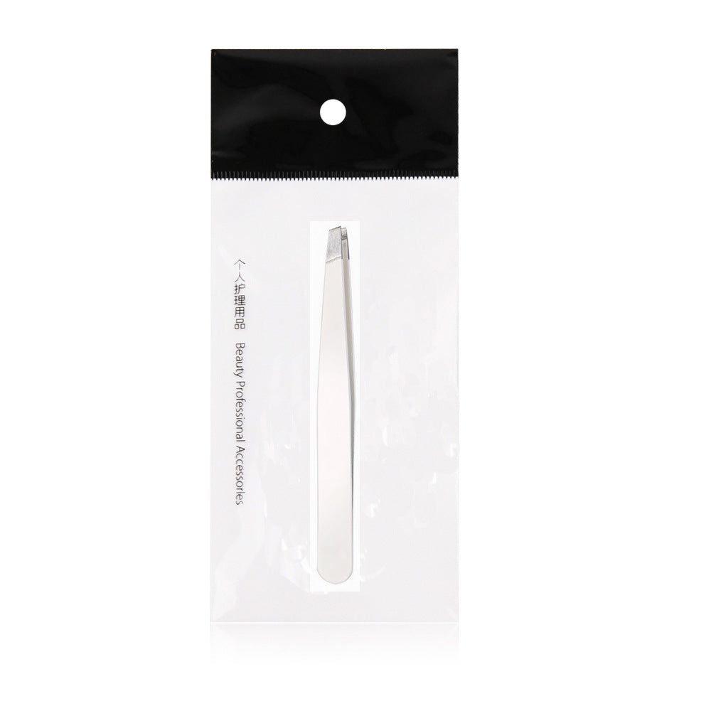 Precision Stainless Steel Slanted Tweezers for Eyebrows & Grooming