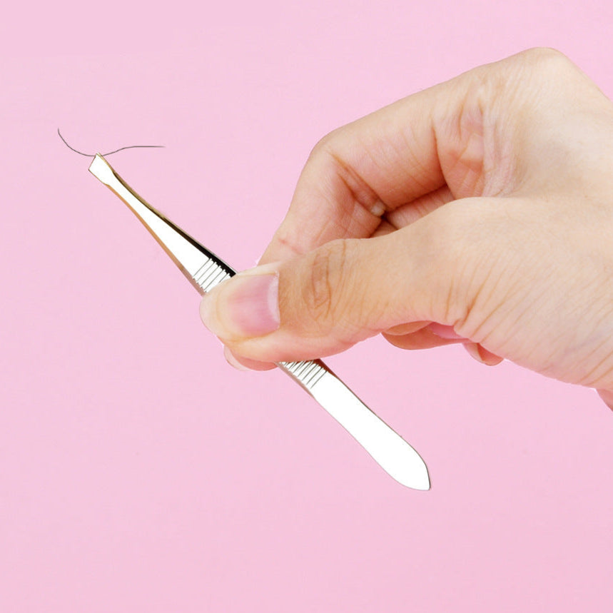 Premium Stainless Steel Slant Tip Tweezers for Precision Grooming