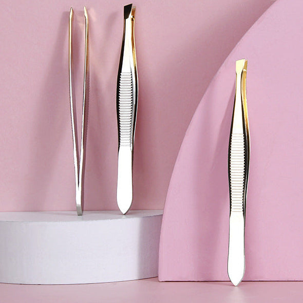 Premium Stainless Steel Slant Tip Tweezers for Precision Grooming
